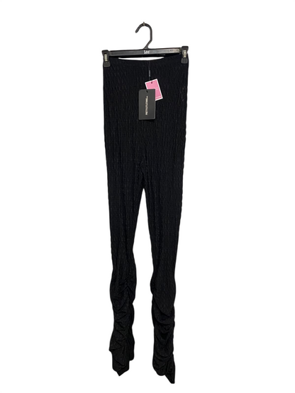 PRETTYLITTLE THING |XS| WAIST 22| A54| BLACK CRINKLE TEXTURED RUFFLE-HEM TECHNICAL UTILITY LEGGINGS