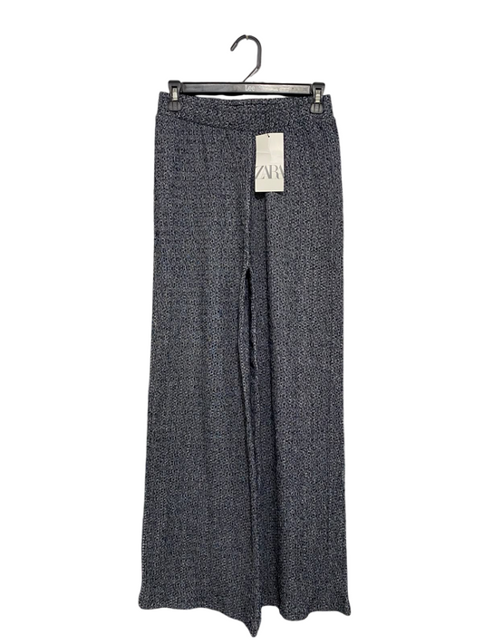 ZARA |S| WAIST 26| A54| GREY MELANGE WIDE-LEG KNIT TECHNICAL UTILITY TROUSERS