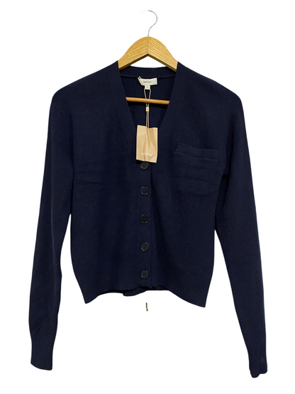 OROTON |S| BUST 19| A55| NAVY BLUE V-NECK BUTTON-FRONT TECHNICAL UTILITY CARDIGAN