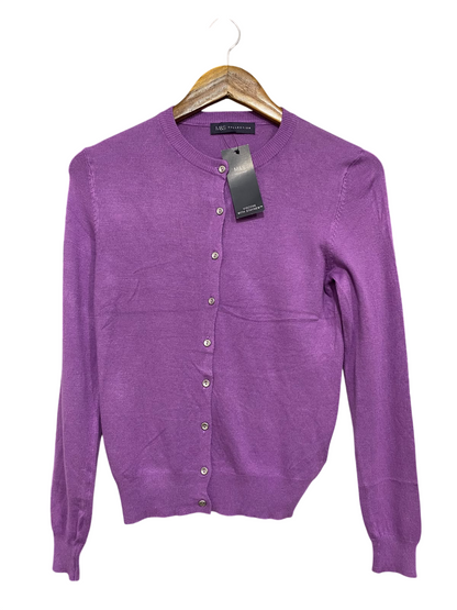 M&S |M| BUST 16| A55| PURPLE BUTTON-FRONT TECHNICAL UTILITY CARDIGAN