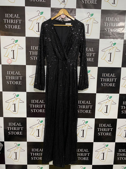 |M| BUST 18| A55| BLACK MOCK-NECK LACE AND SHEER MESH TECHNICAL UTILITY MIDI DRESS