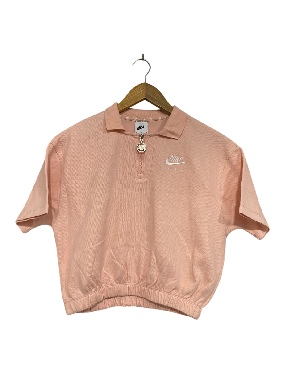 NIKE |L| BUST 21| A55| PEACH SHORT-SLEEVE HALF-ZIP TECHNICAL UTILITY CROP TOP