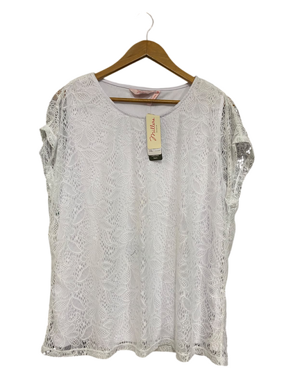 MILLERS |L| BUST 24| A55| WHITE LACE OVERLAY TECHNICAL UTILITY BLOUSE