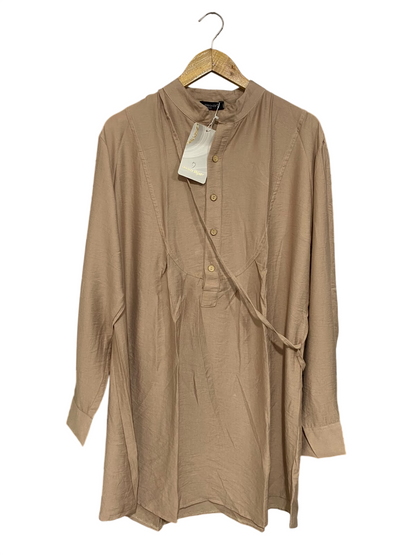 HEGAZY |L| BUST 22| A55| BEIGE MANDARIN-COLLAR TECHNICAL UTILITY TUNIC SHIRT