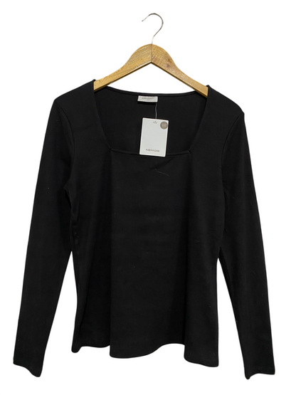 SUSSAN |XL| BUST 18| A55| BLACK SQUARE-NECK LONG-SLEEVE TECHNICAL UTILITY TOP