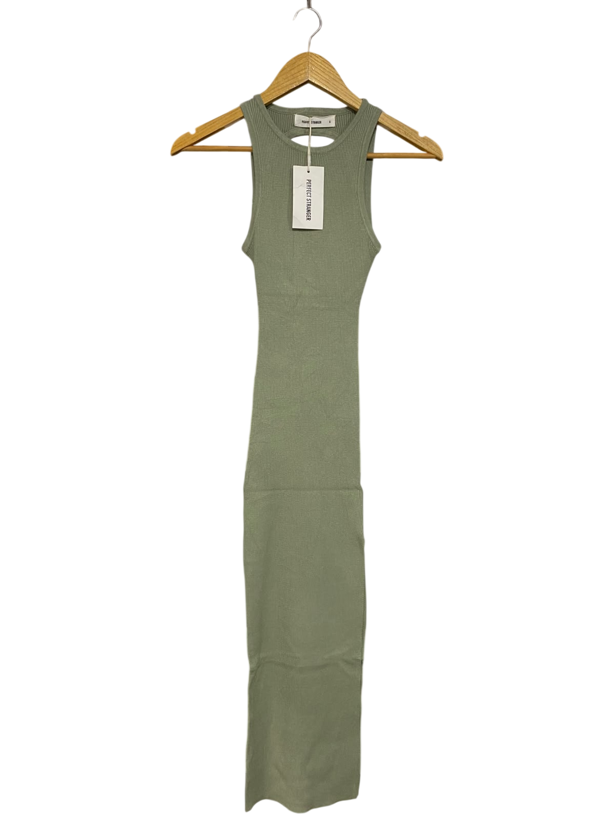 PERFECT STRANGER |S| BUST 10| A55| SAGE GREEN RIBBED RACERBACK TECHNICAL UTILITY MIDI DRESS
