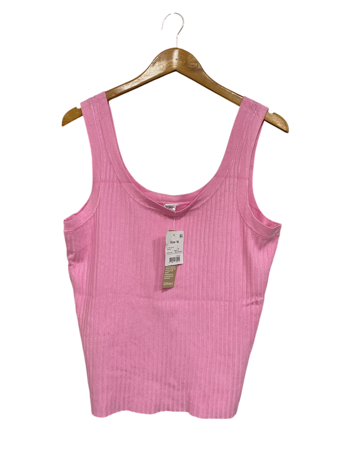ANKO |M| BUST 18| A55| PINK RIBBED TANK TOP TECHNICAL UTILITY BASIC