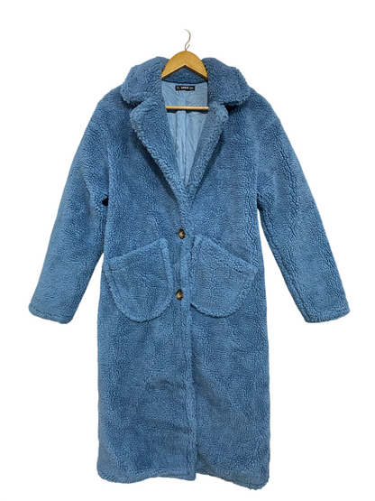 SHEIN |M| BUST 20| A55| BLUE TEDDY FLEECE BUTTON-DOWN TECHNICAL UTILITY COAT