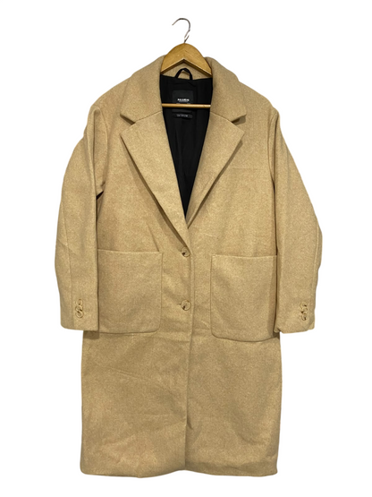PULL & BEAR |S| BUST 22| A22| CAMEL WOOL-BLEND TECHNICAL UTILITY OVERCOAT