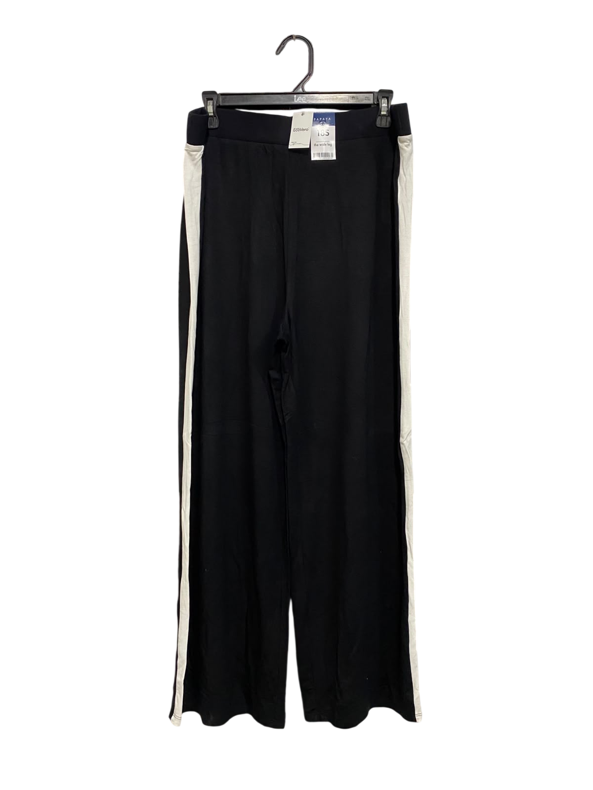 PAPAYA |XL| WAIST 36| A55| BLACK & WHITE SIDE-STRIPE WIDE-LEG TECHNICAL UTILITY TROUSERS