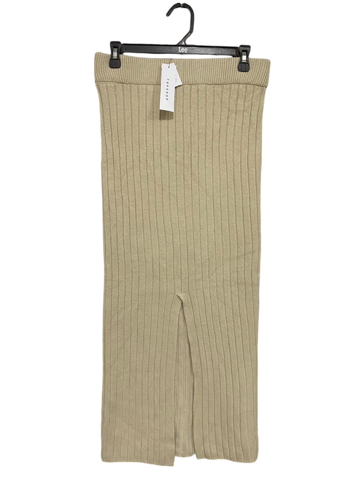 TOPSHOP |M| WAIST 30| A55| BEIGE RIBBED SLIT-HEM TECHNICAL UTILITY MIDI SKIRT
