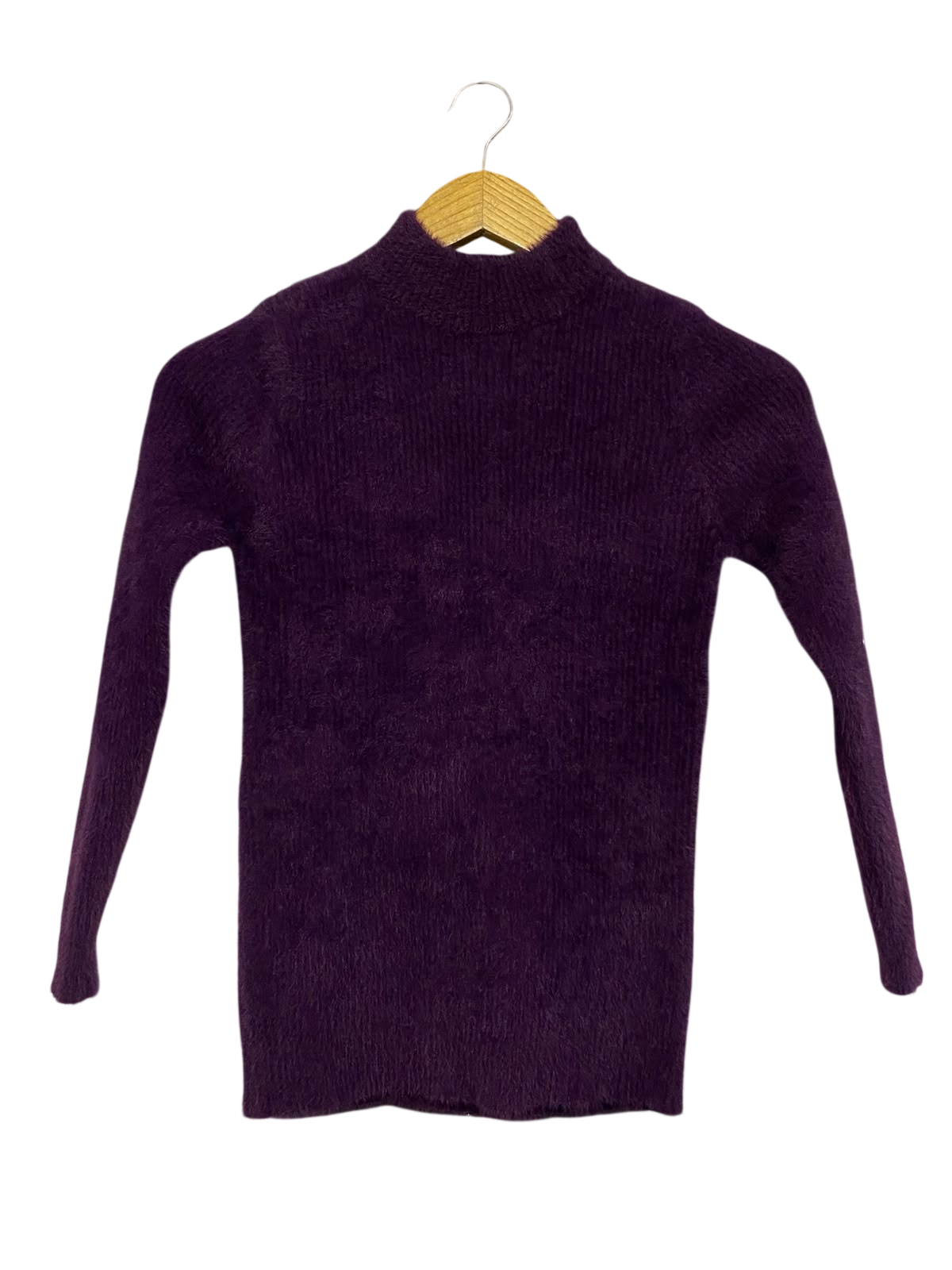 XLYJ |S| BUST 14| A32| PLUM FLUFFY MOCK-NECK TECHNICAL UTILITY KNIT SWEATER