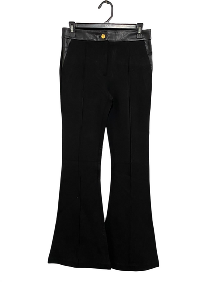 RIVER ISLAND |L| WAIST 29| A32| BLACK FAUX-LEATHER TRIMMED FLARED TECHNICAL UTILITY TROUSERS