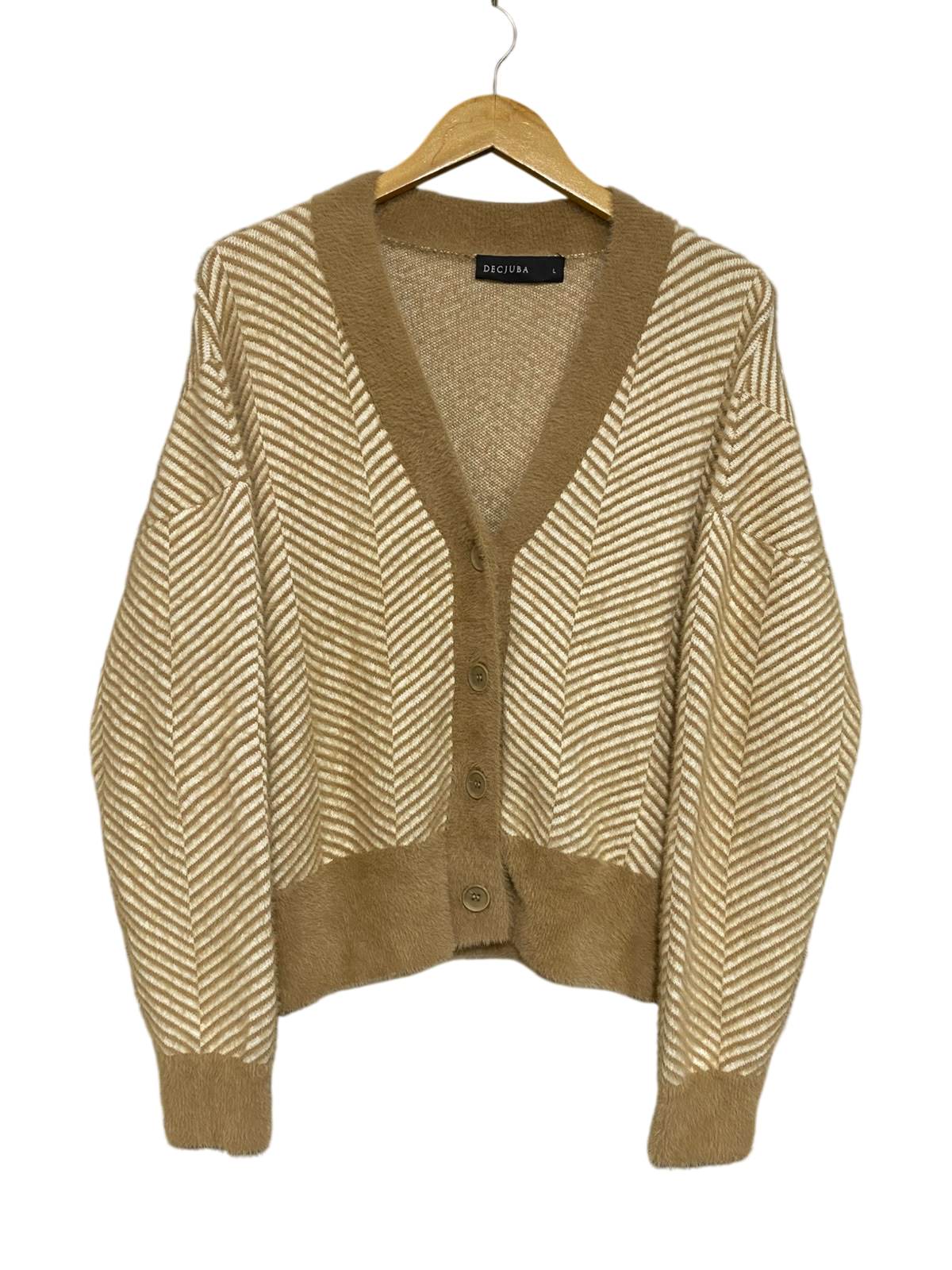 DECJUBA |L| BUST 24| A32| CHEVRON-KNIT BUTTON-UP TECHNICAL UTILITY CARDIGAN