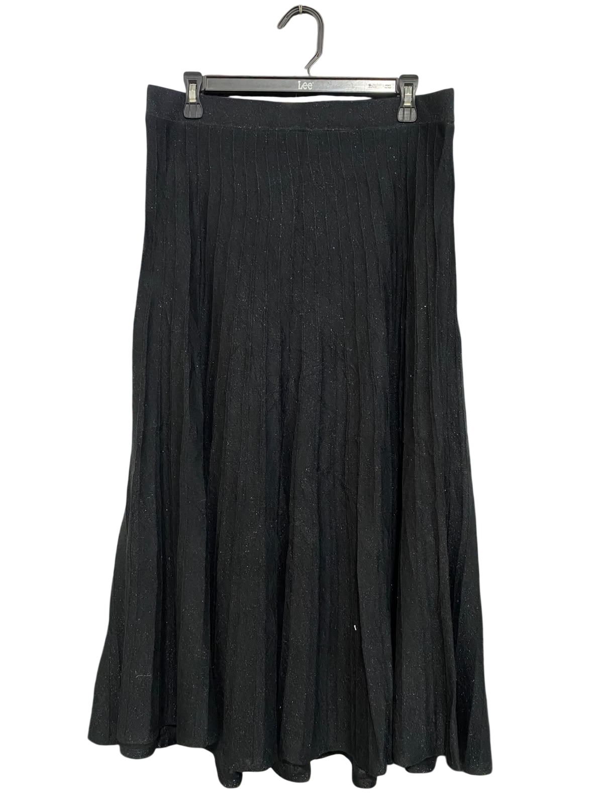 LIZ JORDAN |L| WAIST 32| A32| BLACK SPARKLE-KNIT PLEATED TECHNICAL UTILITY MAXI SKIRT