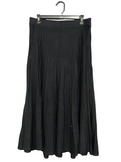 LIZ JORDAN |L| WAIST 32| A32| BLACK SPARKLE-KNIT PLEATED TECHNICAL UTILITY MAXI SKIRT