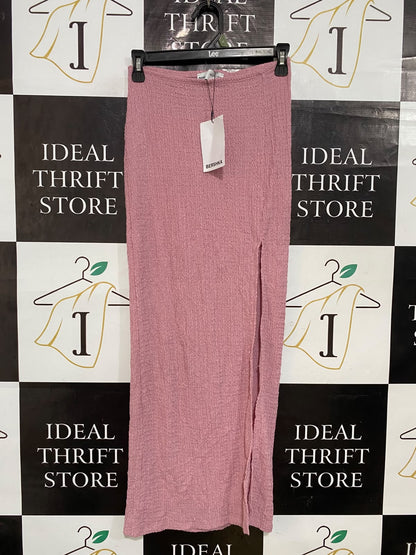 BARSHKA |S| WAIST 26| A32| DUSTY PINK BERSHKA SLIT-SIDE TEXTURED TECHNICAL UTILITY MAXI SKIRT