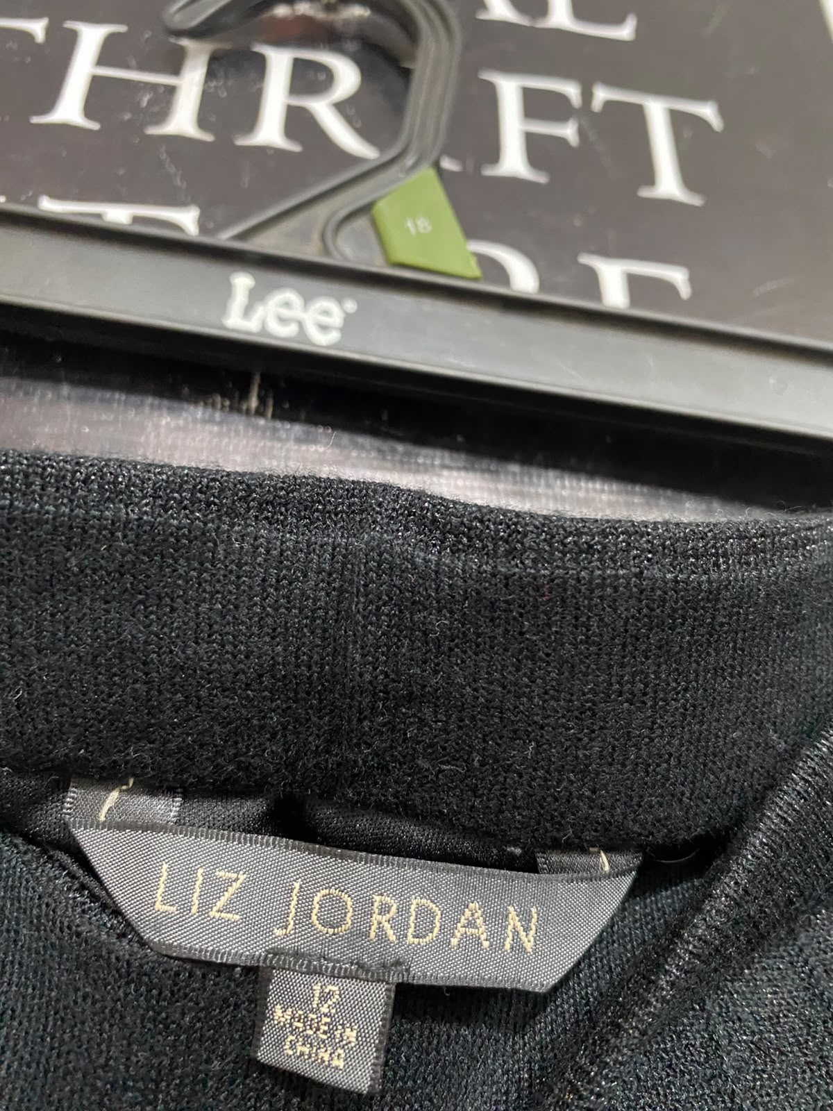 LIZ JORDAN |L| WAIST 32| A32| BLACK SPARKLE-KNIT PLEATED TECHNICAL UTILITY MAXI SKIRT