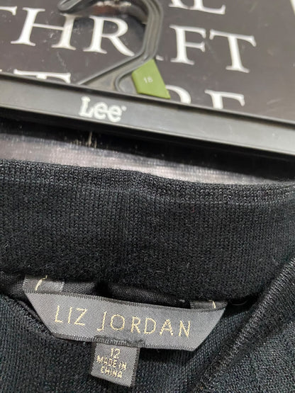 LIZ JORDAN |L| WAIST 32| A32| BLACK SPARKLE-KNIT PLEATED TECHNICAL UTILITY MAXI SKIRT