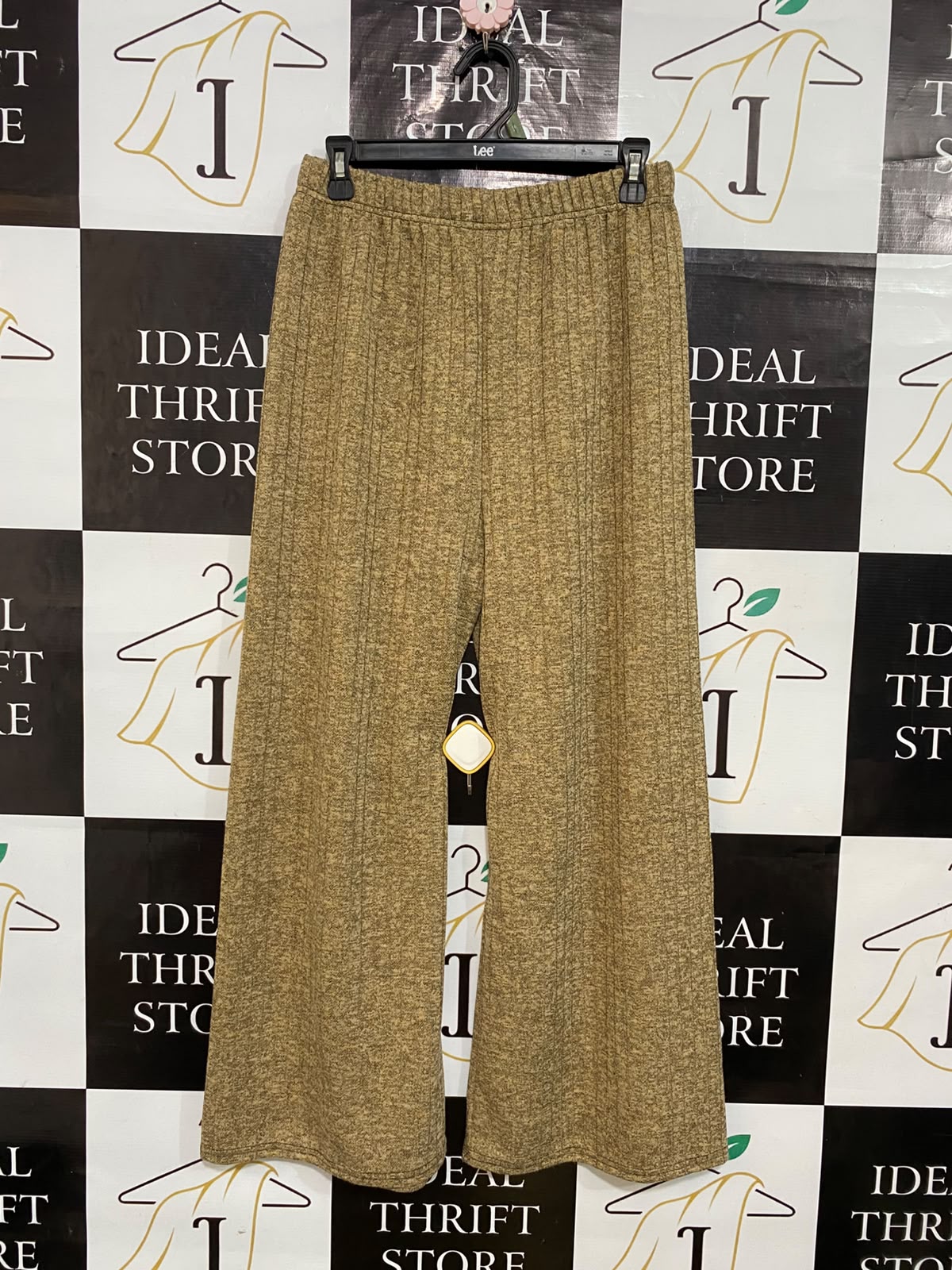 |M| WAIST 28| A32| OLIVE HEATHERED-KNIT WIDE-LEG TECHNICAL UTILITY TROUSERS