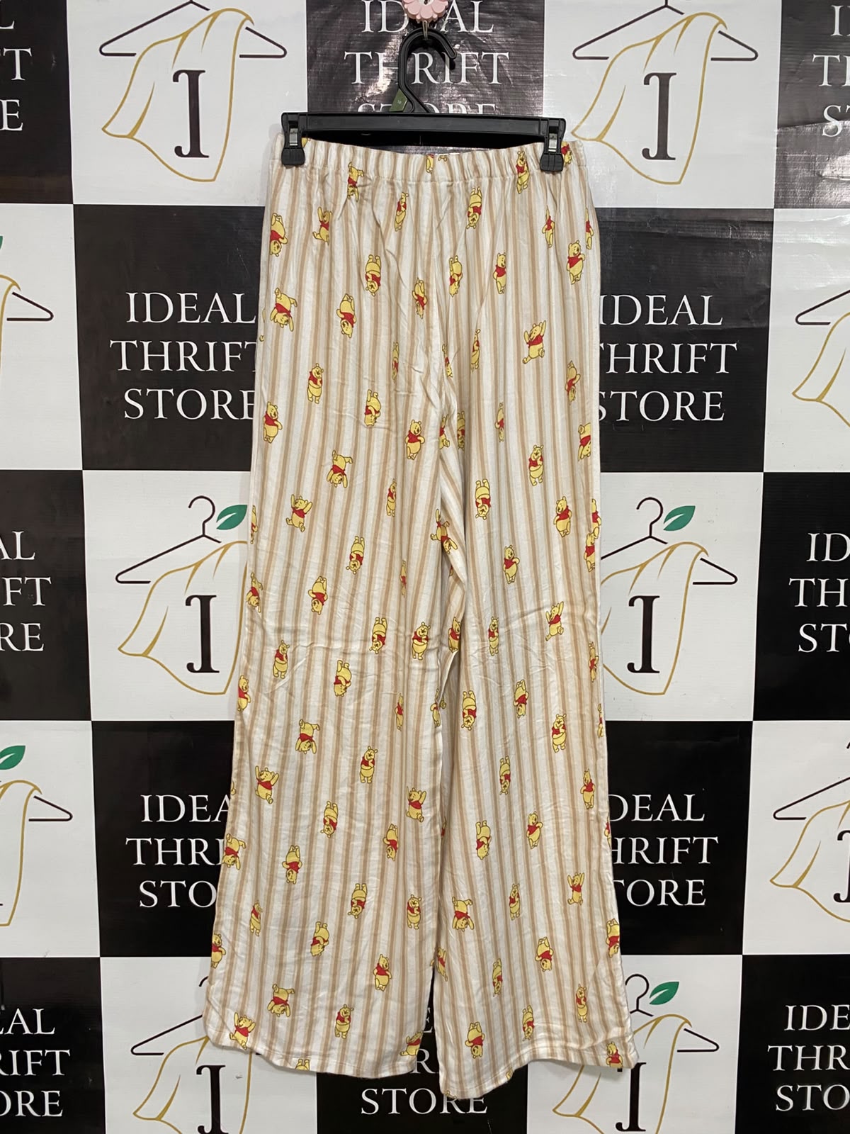 DISNEP |S| WAIST 26| A32| BEIGE STRIPED WINNIE THE POOH CHARACTER-PRINT TECHNICAL UTILITY TROUSERS