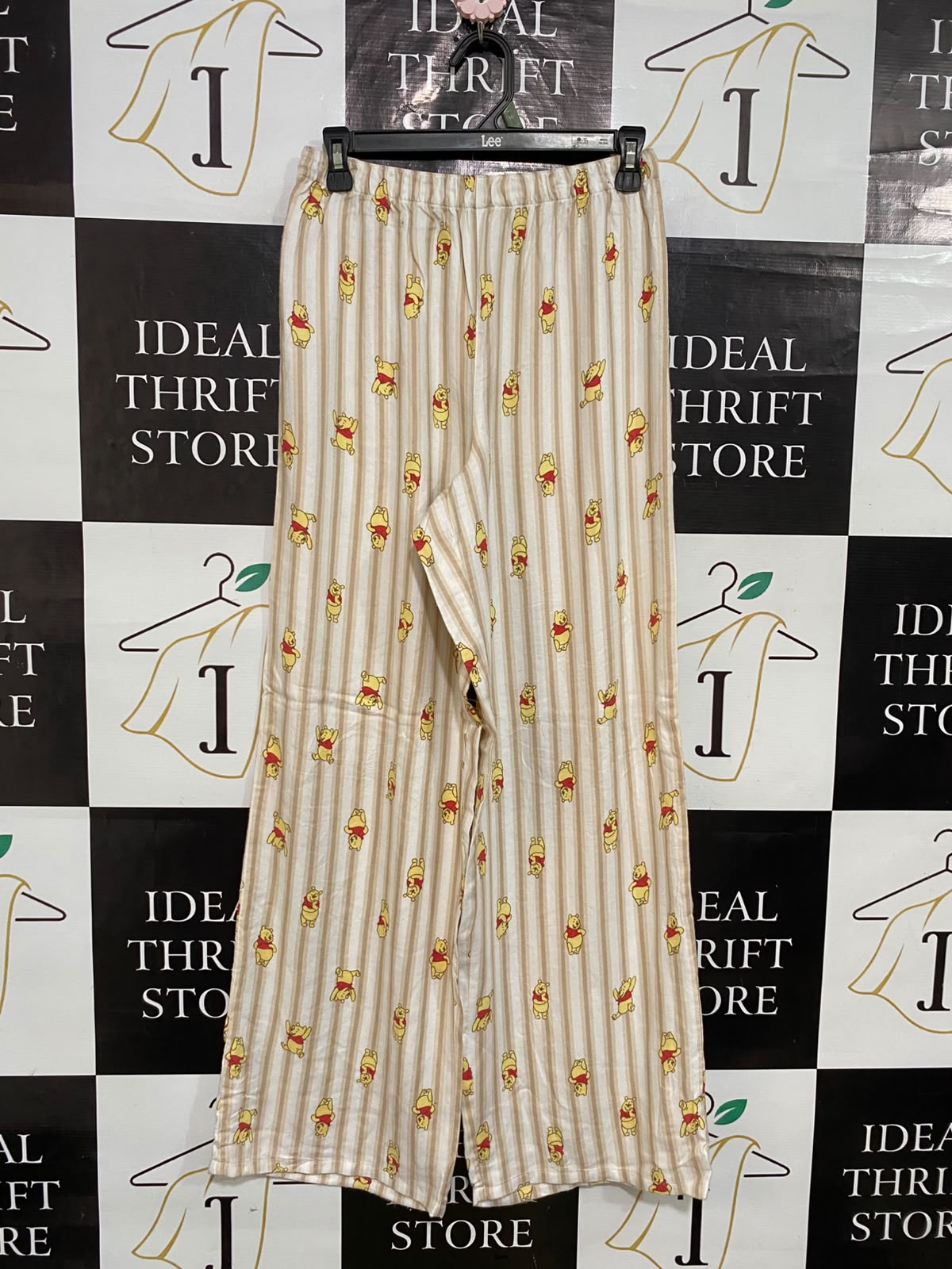 DISNEP |S| WAIST 26| A32| BEIGE STRIPED WINNIE THE POOH CHARACTER-PRINT TECHNICAL UTILITY TROUSERS