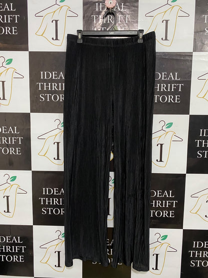 CORDELIA ST |L| WAIST 32| A32| BLACK PLEATED WIDE-LEG TECHNICAL UTILITY TROUSERS