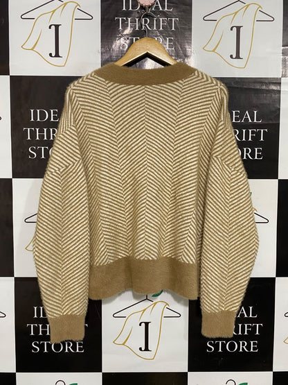 DECJUBA |L| BUST 24| A32| CHEVRON-KNIT BUTTON-UP TECHNICAL UTILITY CARDIGAN