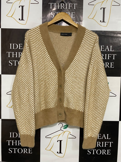DECJUBA |L| BUST 24| A32| CHEVRON-KNIT BUTTON-UP TECHNICAL UTILITY CARDIGAN