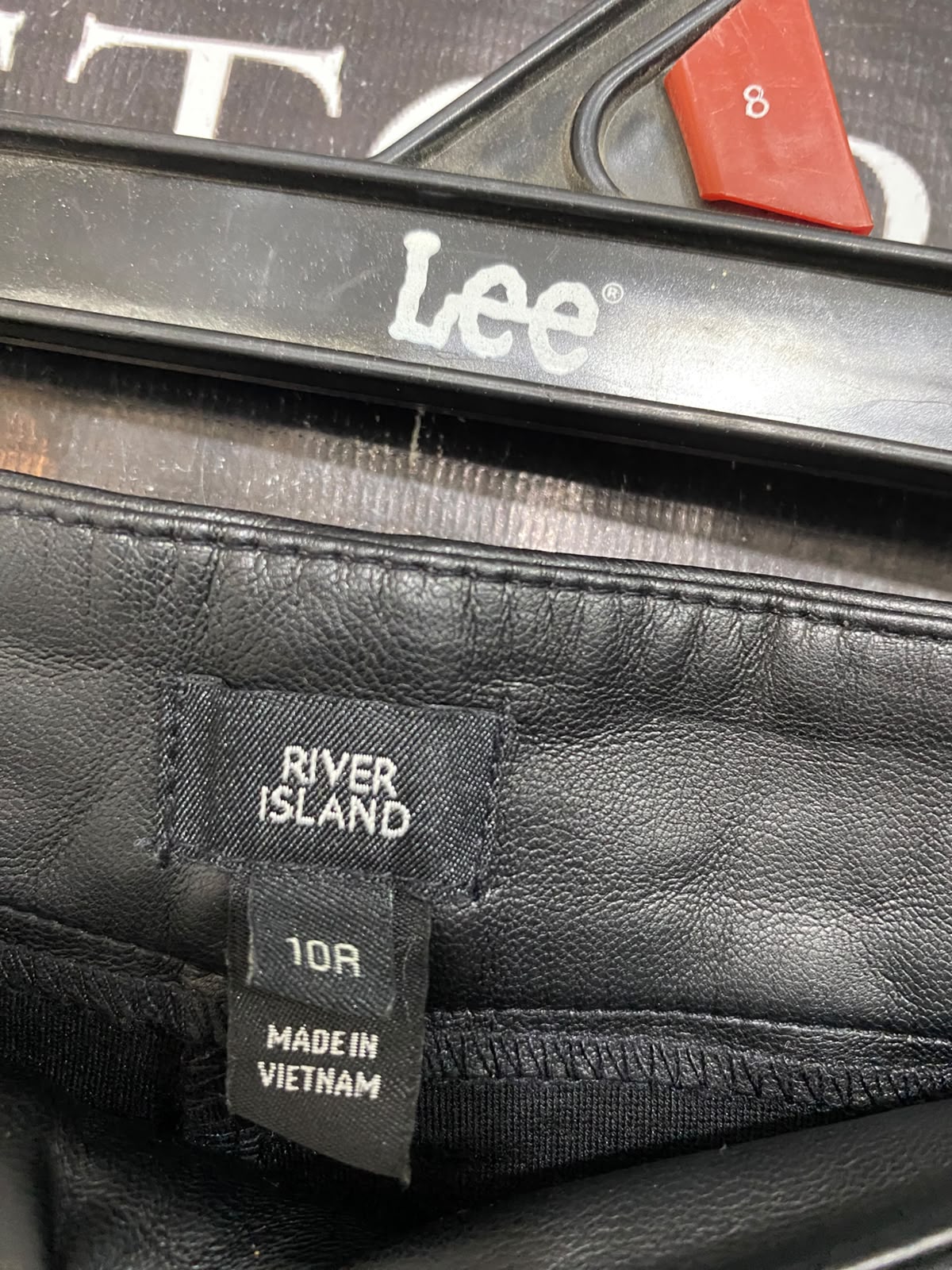 RIVER ISLAND |L| WAIST 29| A32| BLACK FAUX-LEATHER TRIMMED FLARED TECHNICAL UTILITY TROUSERS