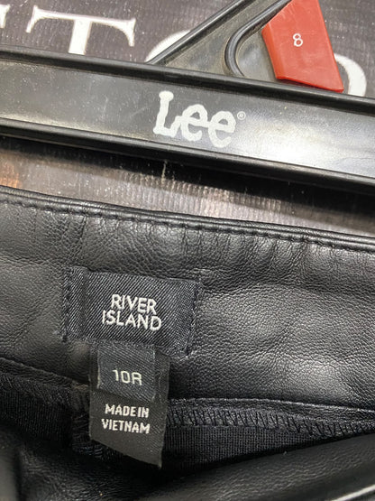 RIVER ISLAND |L| WAIST 29| A32| BLACK FAUX-LEATHER TRIMMED FLARED TECHNICAL UTILITY TROUSERS