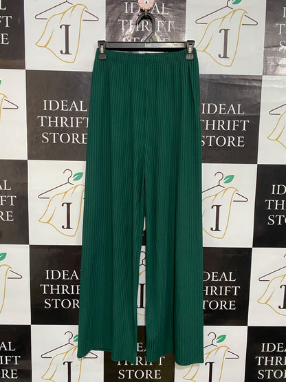 |S| WAIST 26| A32| EMERALD GREEN PLEATED WIDE-LEG TECHNICAL UTILITY TROUSERS