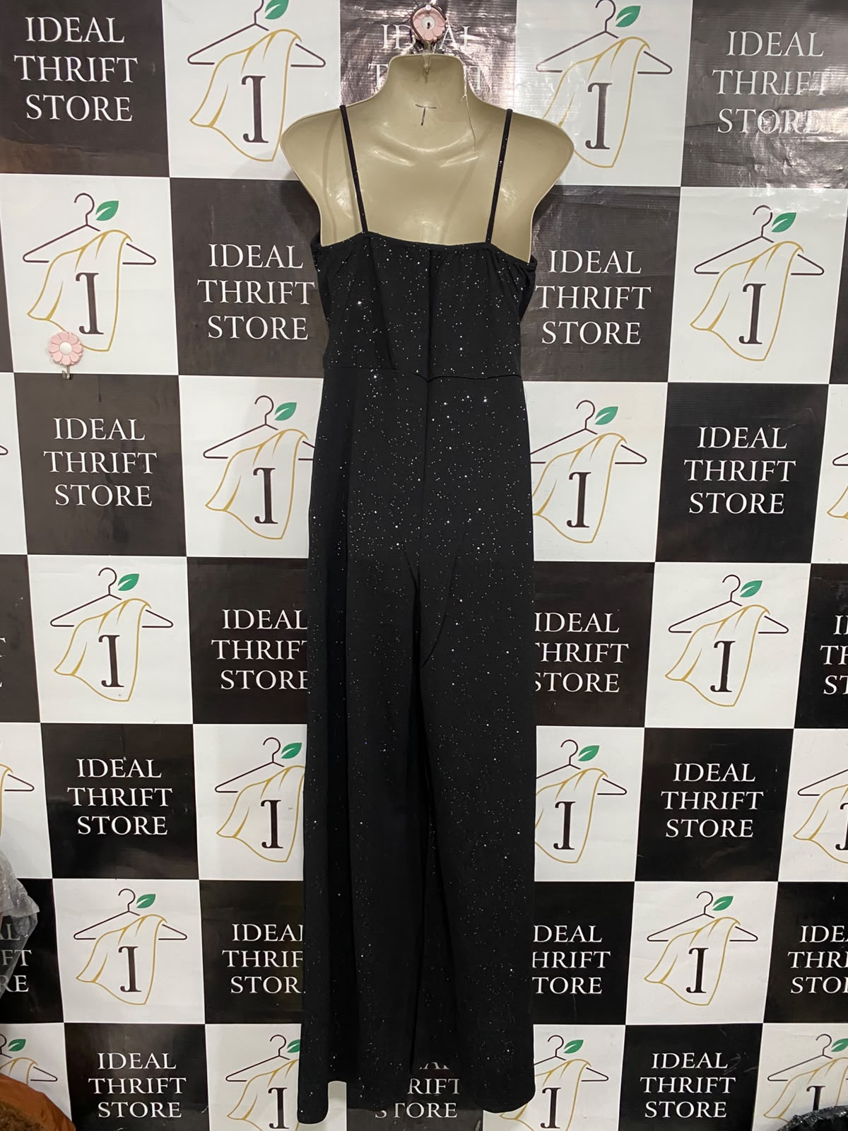 BOOHOO |M| BUST 17| A32| BLACK SPARKLE-KNIT WRAP-FRONT CAMI TECHNICAL UTILITY MAXI DRESS