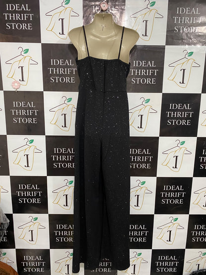 BOOHOO |M| BUST 17| A32| BLACK SPARKLE-KNIT WRAP-FRONT CAMI TECHNICAL UTILITY MAXI DRESS