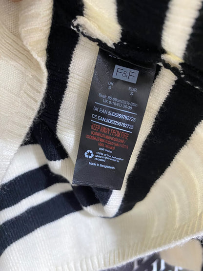F&F |S| BUST 21| A32| BLACK MOCK-NECK STRIPED-HEM TECHNICAL UTILITY KNIT SWEATER