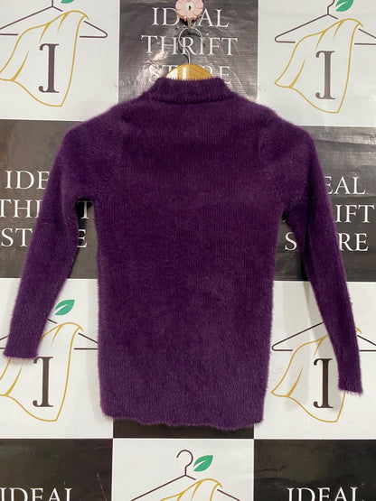 XLYJ |S| BUST 14| A32| PLUM FLUFFY MOCK-NECK TECHNICAL UTILITY KNIT SWEATER