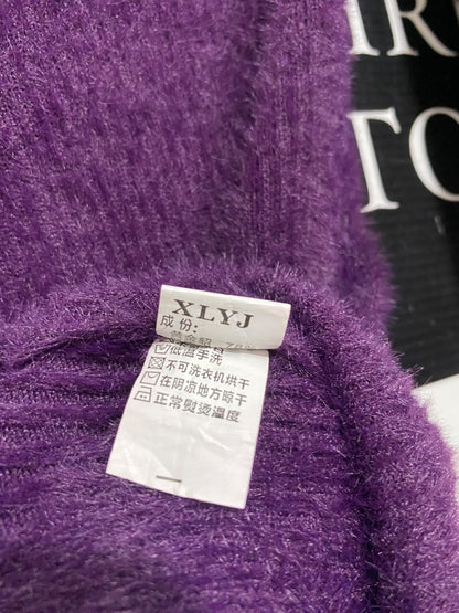 XLYJ |S| BUST 14| A32| PLUM FLUFFY MOCK-NECK TECHNICAL UTILITY KNIT SWEATER