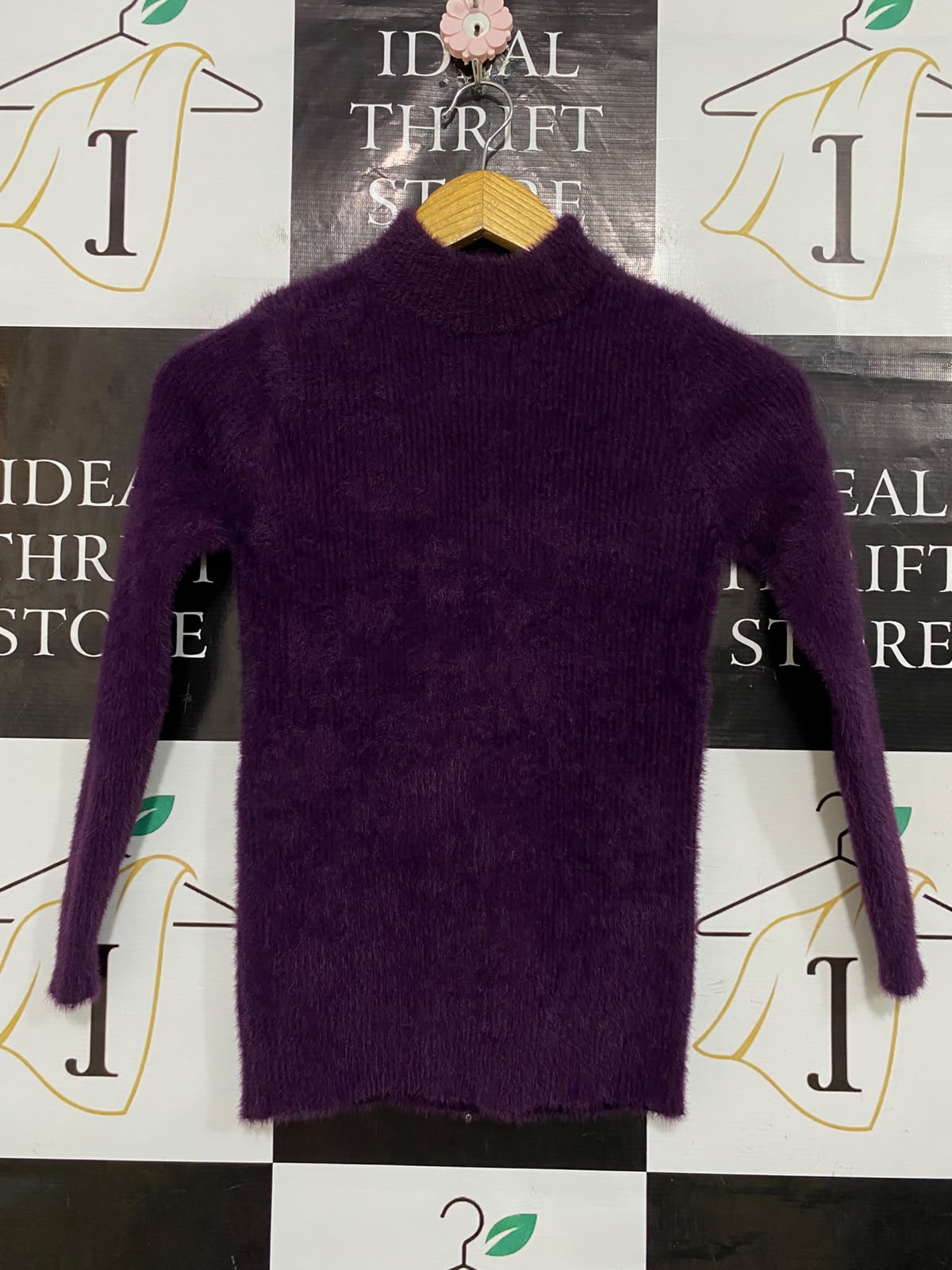 XLYJ |S| BUST 14| A32| PLUM FLUFFY MOCK-NECK TECHNICAL UTILITY KNIT SWEATER