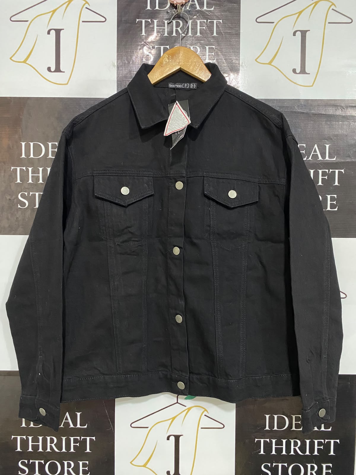 BOOHOO |S| BUST 21| A32| BLACK DENIM TECHNICAL UTILITY JACKET