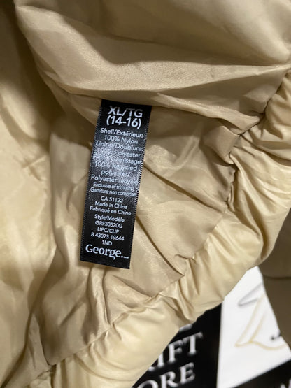 GEORGE |XL| BUST 20| A55| BEIGE QUILTED HOODED PUFFER TECHNICAL UTILITY JACKET
