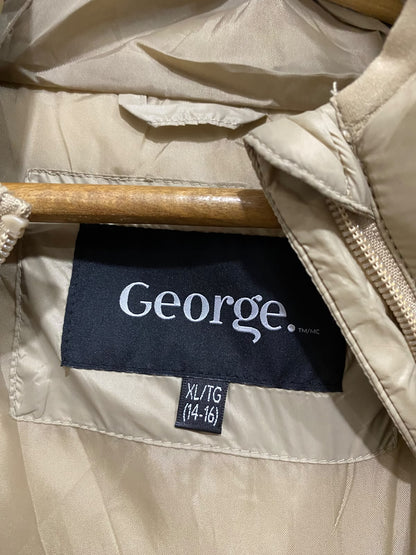 GEORGE |XL| BUST 20| A55| BEIGE QUILTED HOODED PUFFER TECHNICAL UTILITY JACKET