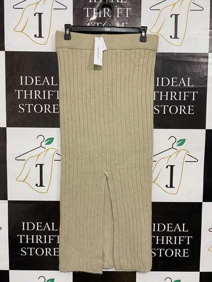TOPSHOP |M| WAIST 30| A55| BEIGE RIBBED SLIT-HEM TECHNICAL UTILITY MIDI SKIRT