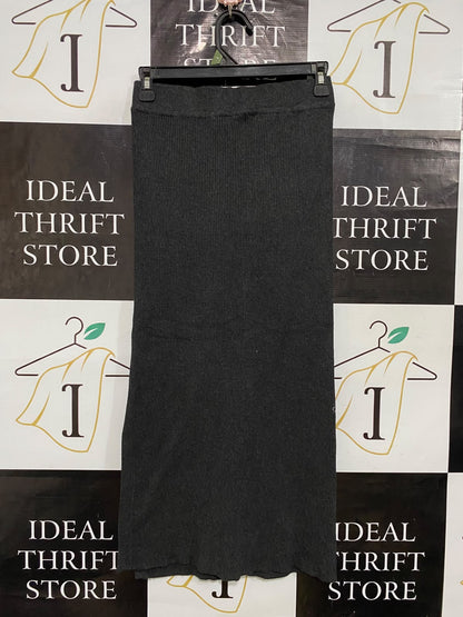 ZARA KNIT |M| WAIST 24| A55| CHARCOAL GREY RIBBED BUTTON-SLIT TECHNICAL UTILITY MIDI SKIRT