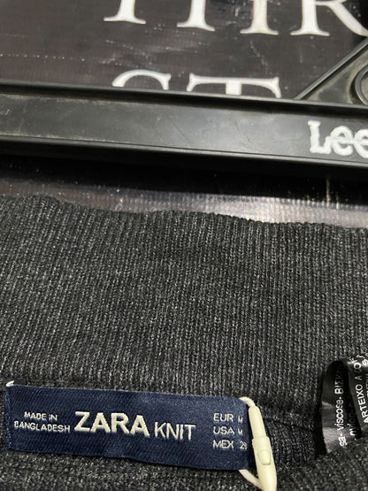 ZARA KNIT |M| WAIST 24| A55| CHARCOAL GREY RIBBED BUTTON-SLIT TECHNICAL UTILITY MIDI SKIRT