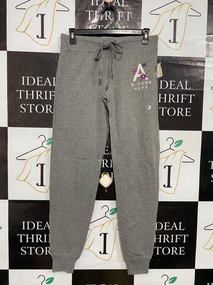 AERO POSTALE |XS| WAIST 29| A55| GREY FLORAL-EMBROIDERED TECHNICAL UTILITY JOGGERS