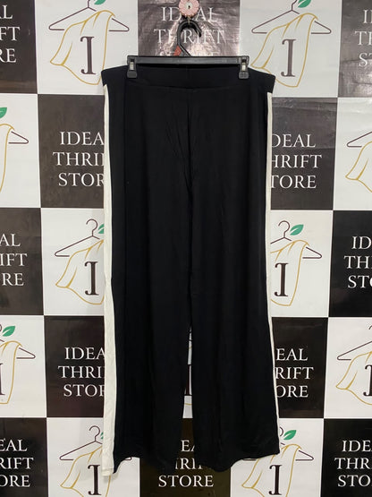 PAPAYA |XL| WAIST 36| A55| BLACK & WHITE SIDE-STRIPE WIDE-LEG TECHNICAL UTILITY TROUSERS