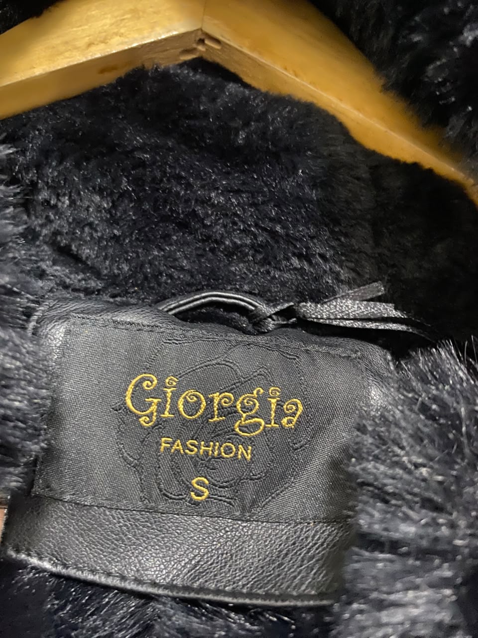 GIORGIA |S| BUST 23| A22| BLACK FAUX-LEATHER FUR-TRIM HOODED TECHNICAL UTILITY BOMBER JACKET