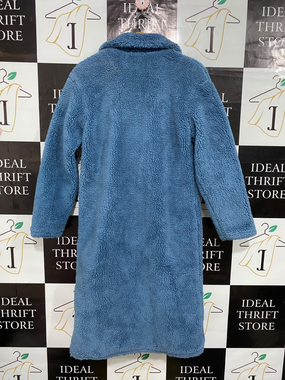 SHEIN |M| BUST 20| A55| BLUE TEDDY FLEECE BUTTON-DOWN TECHNICAL UTILITY COAT