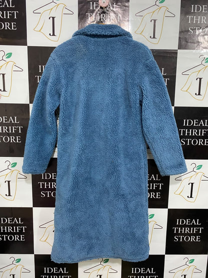 SHEIN |M| BUST 20| A55| BLUE TEDDY FLEECE BUTTON-DOWN TECHNICAL UTILITY COAT