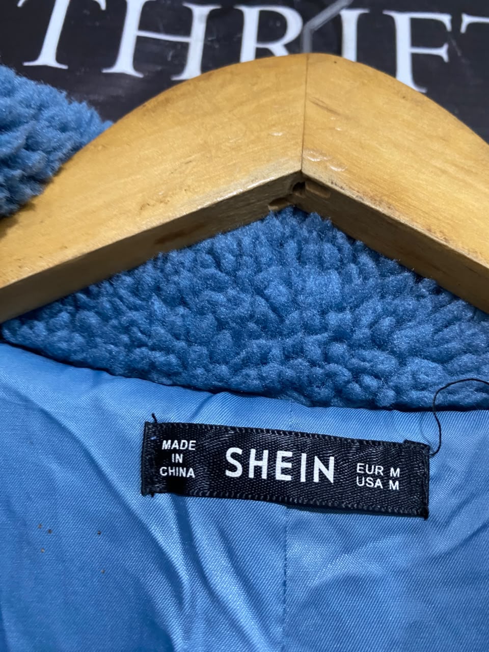 SHEIN |M| BUST 20| A55| BLUE TEDDY FLEECE BUTTON-DOWN TECHNICAL UTILITY COAT